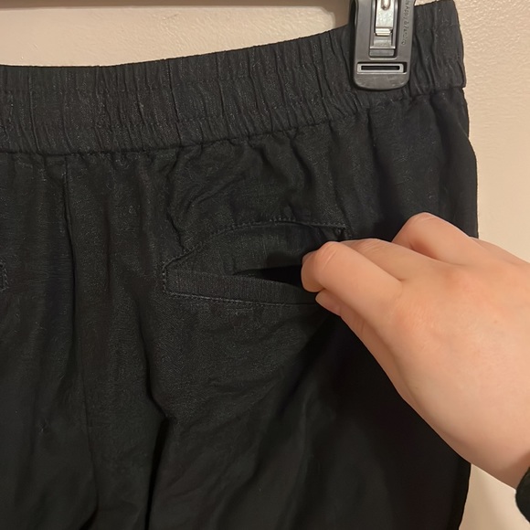Madewell Linen Blend Black Crop Pull On Elastic Pants Style # M9227 Size Small - Picture 6 of 13